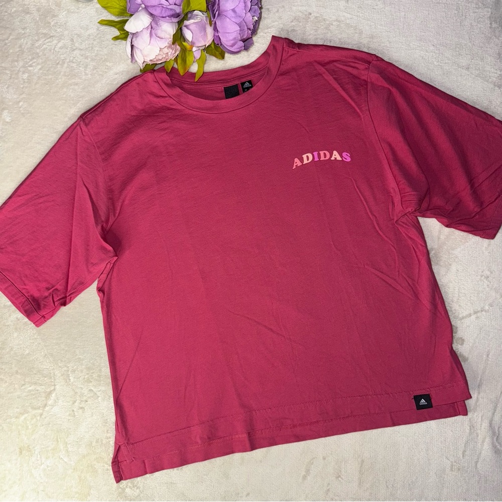 NEW Adidas Pink Short Sleeve Crop Top